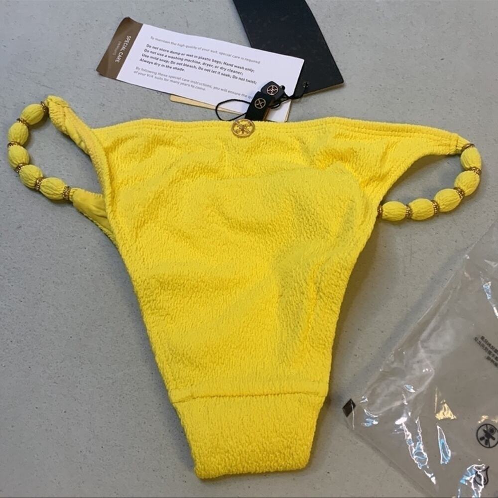 VIX Firenze Beaded Bikini Bottom Yellow XS - Picture 9 of 13
